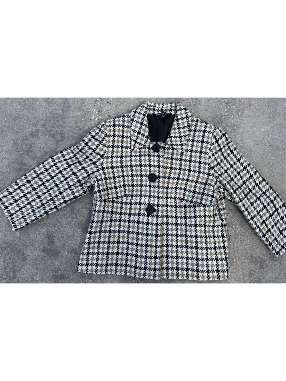Briggs New York Wool Houndstooth Three Button Blazer Jacket Womens 12